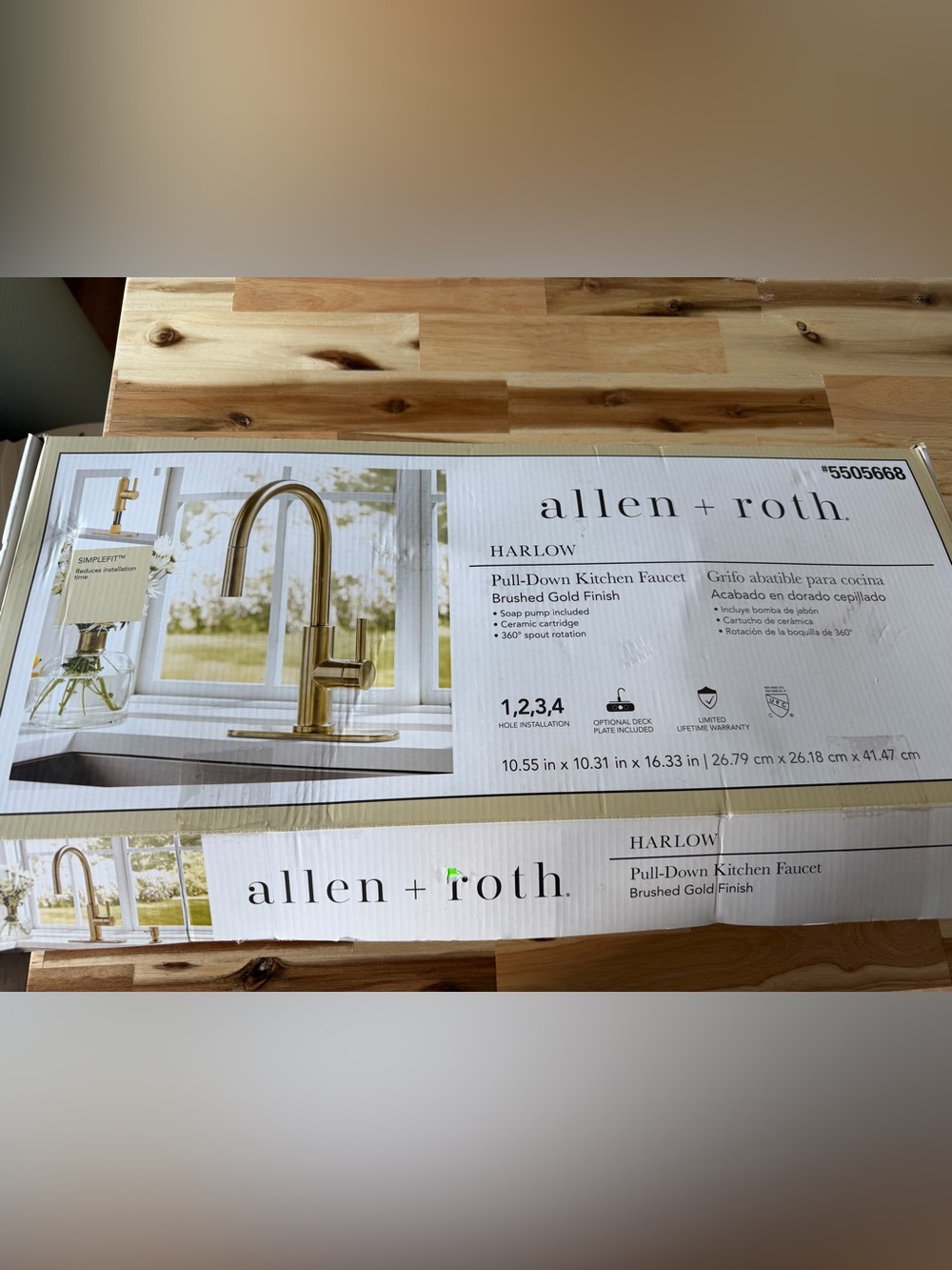 allen + roth Harlow Brushed Gold Pull-Down Kitchen Faucet